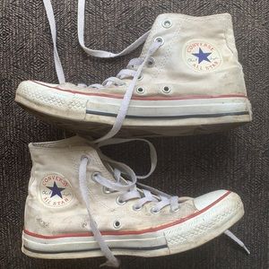 Distressed White High Top Converse